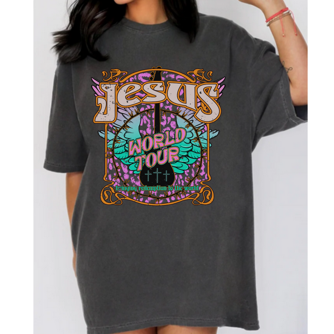 Jesus World Tour Comfort Colors Tshirt or District Crewneck Sweatshirt