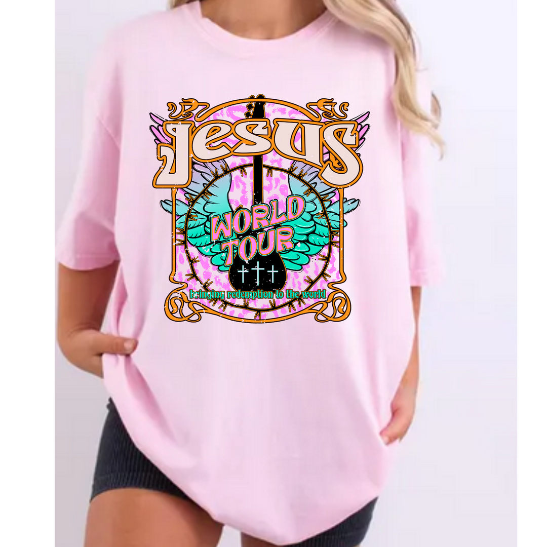 Jesus World Tour Comfort Colors Tshirt or District Crewneck Sweatshirt