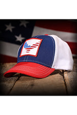 Load image into Gallery viewer, Freedom Eagle Red White &amp; Blue Trucker Hat
