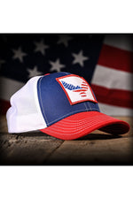 Load image into Gallery viewer, Freedom Eagle Red White &amp; Blue Trucker Hat
