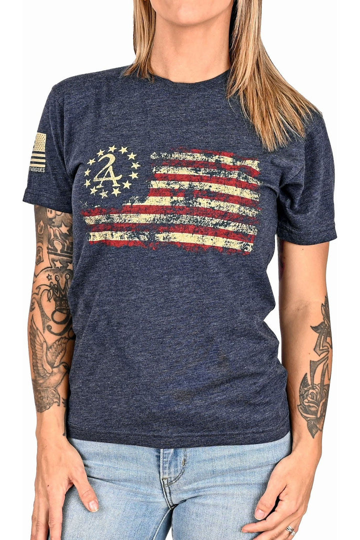 Women's 2A Betsy Ross Flag Patriotic Boyfriend Fit T-Shirt