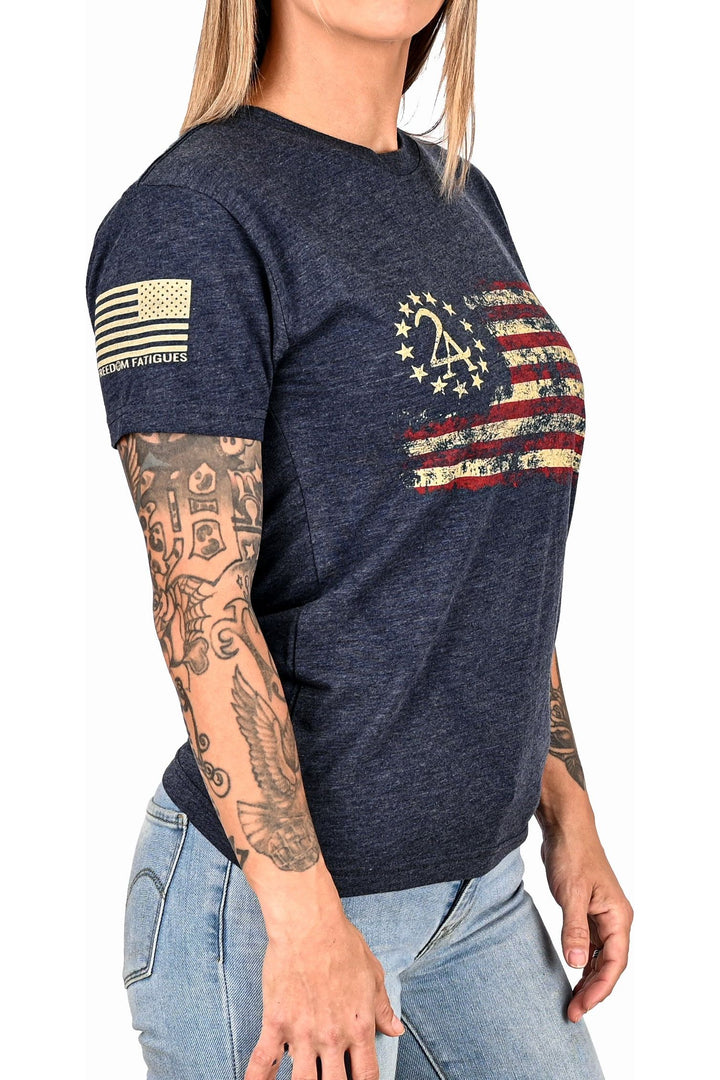 Women's 2A Betsy Ross Flag Patriotic Boyfriend Fit T-Shirt