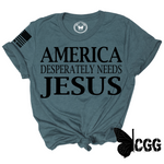 Load image into Gallery viewer, AMERICA DESPERATLEY NEEDS JESUS Tee
